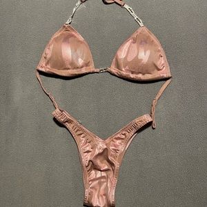 Practice suit for Figure. Fits B-C cups, adjustable straps. Pink camo pattern.